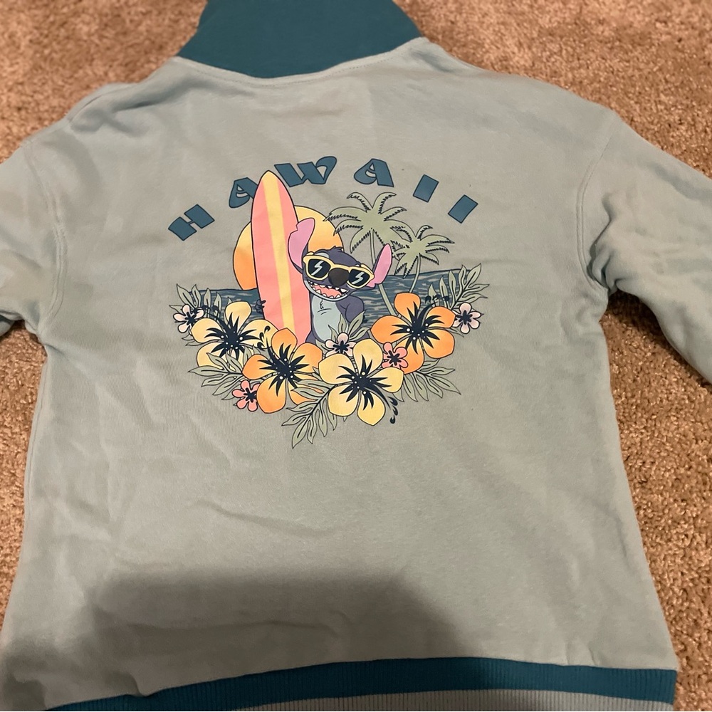 Disney LILO and Stitch Hawaii Graphic Quarter Zip Sweatshirt Girls XS